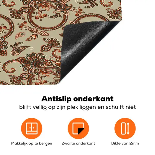 Warm - Bloemen - Groen - Rood Inductie beschermer vinyl 3mm klein 276 -zzzzzzz-td-onderkant