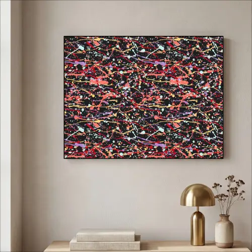 Spat - Abstract - Waterverf - Zacht Textielframe zwart klein 947 -sfeer2