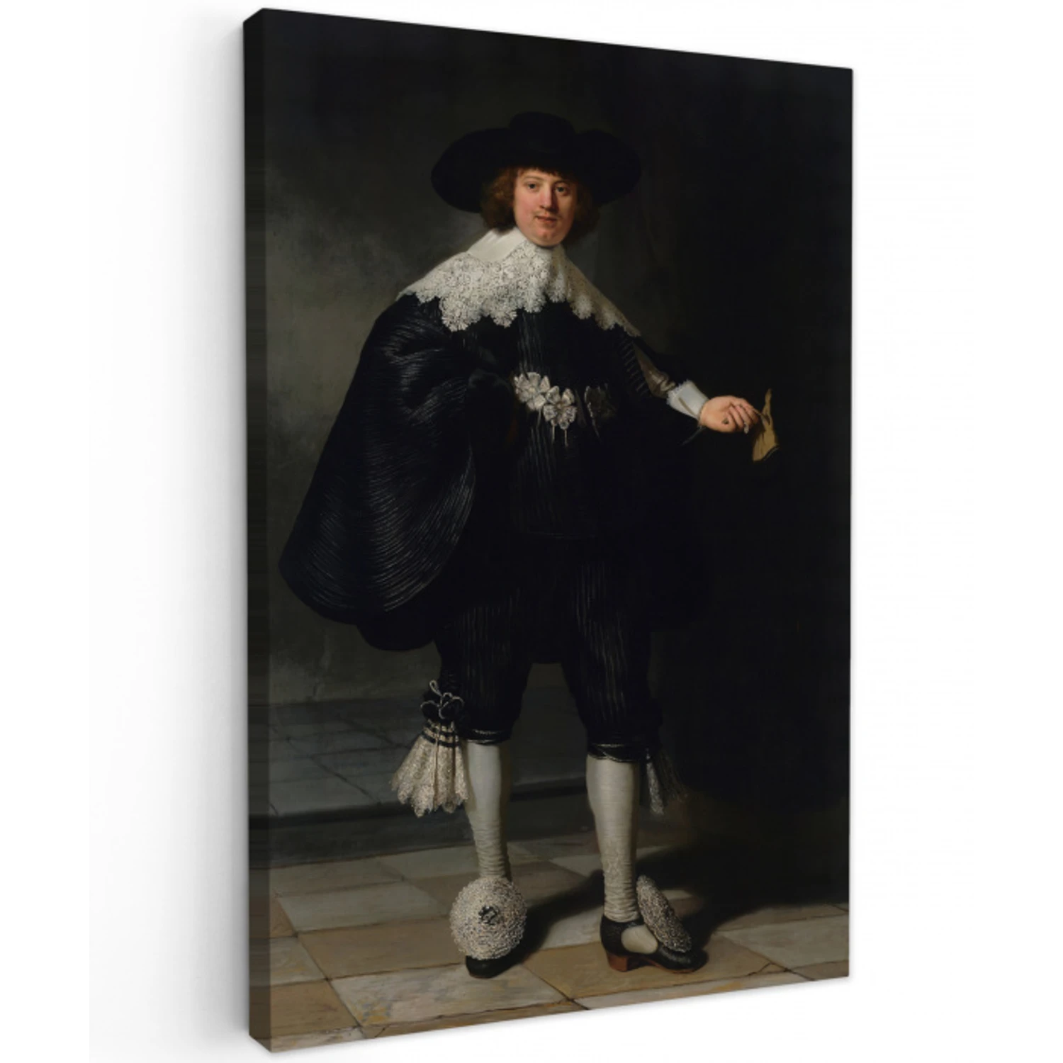 Het huwelijksportret van Marten Soolmans - Rembrandt van Rijn canvas 2cm klein -z3d