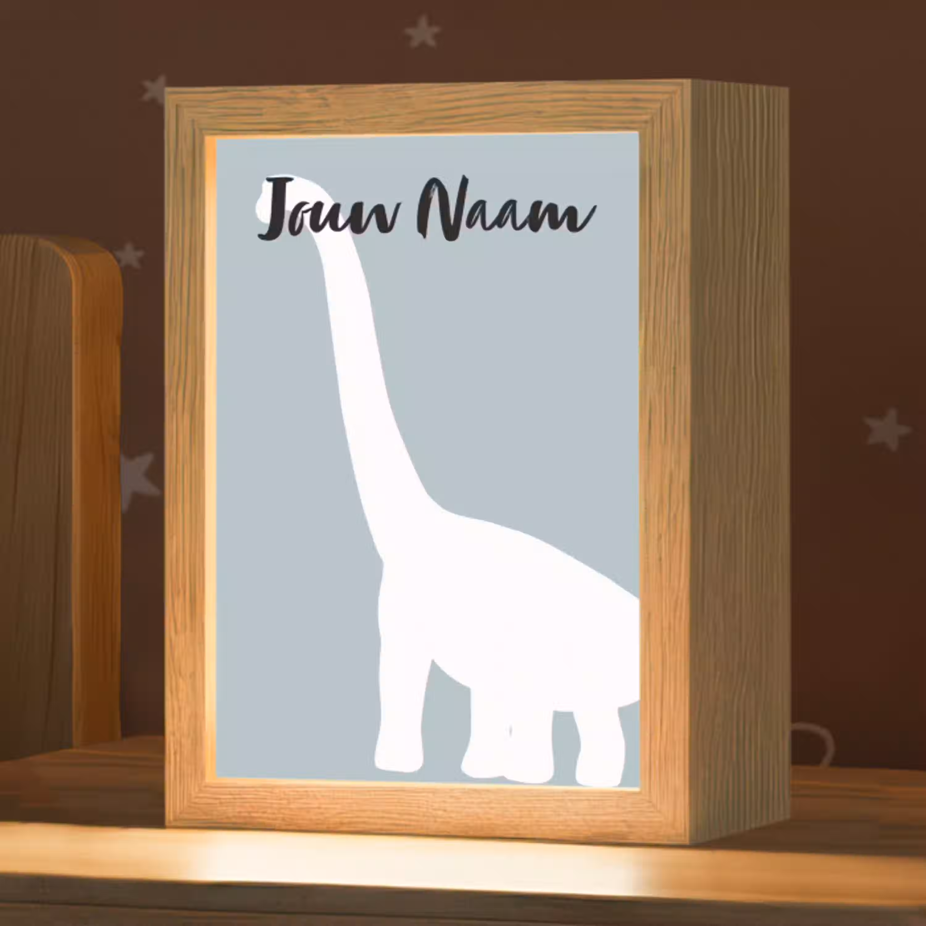 Dino - Brachiosaurus - Dinosaurus - Blauw Light Box met kabel (Kinderlampje) klein -zzz_3d_website