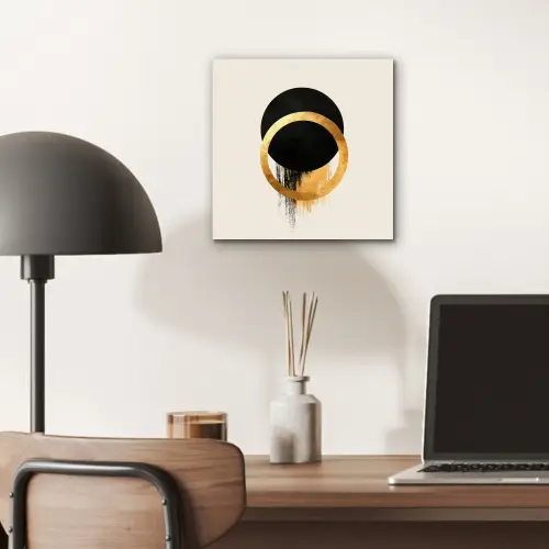 Abstract ontwerp - Zwarte cirkel - Verfvlekken aluminium wit klein -sfeer5