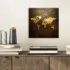 Wereldkaart - Goud - Roest aluminium wit klein -sfeer1
