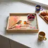 Roodborstjes - Sierlijk - Bloesemtak Dienblad Rechthoek middel -sfeer2