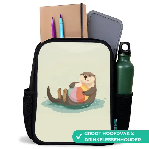 Otter - Strandbal - Kleurrijk Rugzak - Zwart middel -inhoud_NL