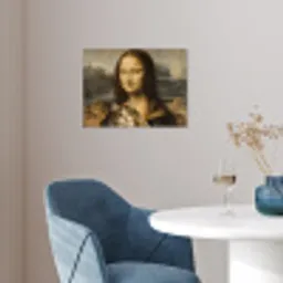 Mona Lisa - Kat - Leonardo da Vinci - Vintage - Kunstwerk - Oude meesters - Schilderij poster papier klein -sfeer3