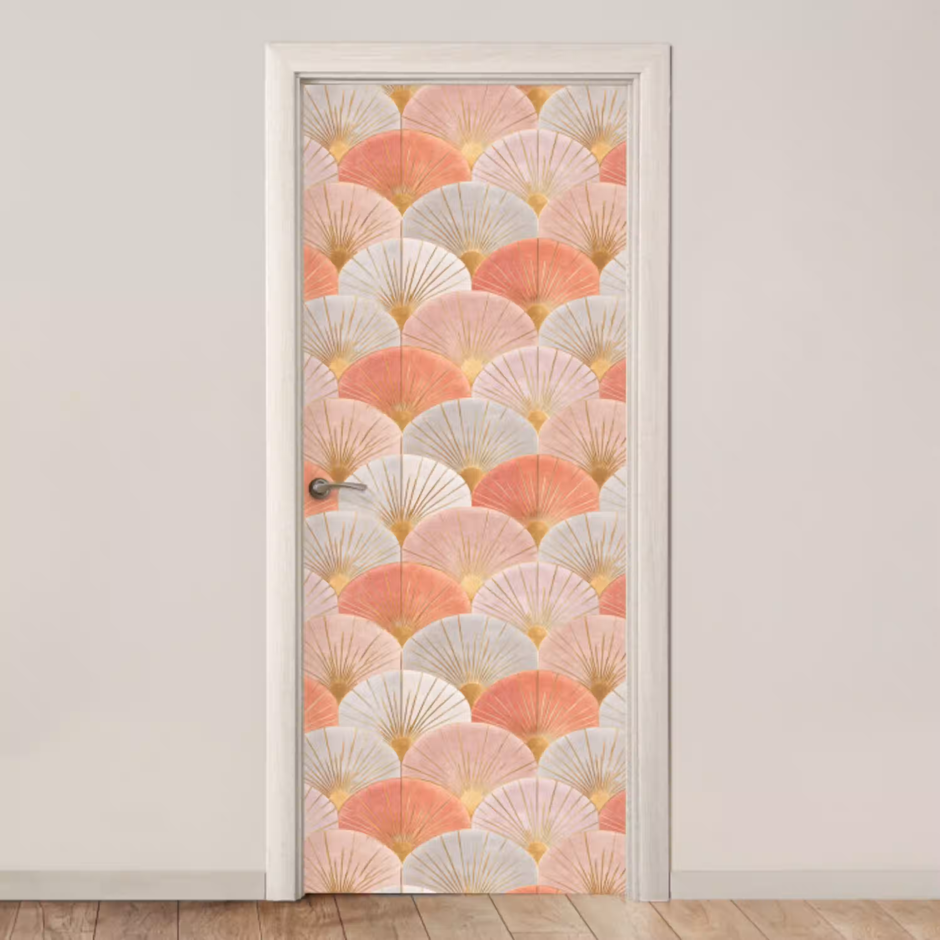 Waaiers - Goud - Roze deurposter klein 289 -3d_beige
