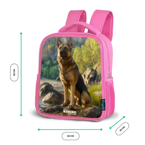 Wakende herdershond op de rotsen Kinderrugzak - Roze middel -productfoto_formaten