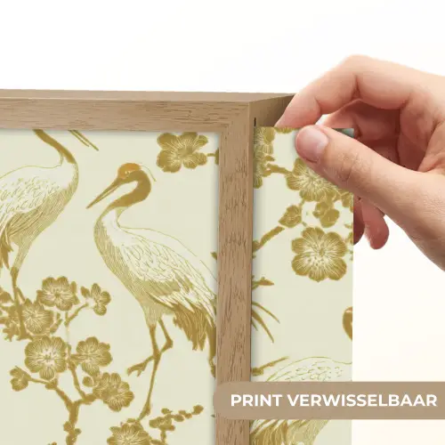 Kraanvogels - Kersenbloesem - Goud Light Box met batterij (Wandlamp) middel 907 -USP_websiteprintNL