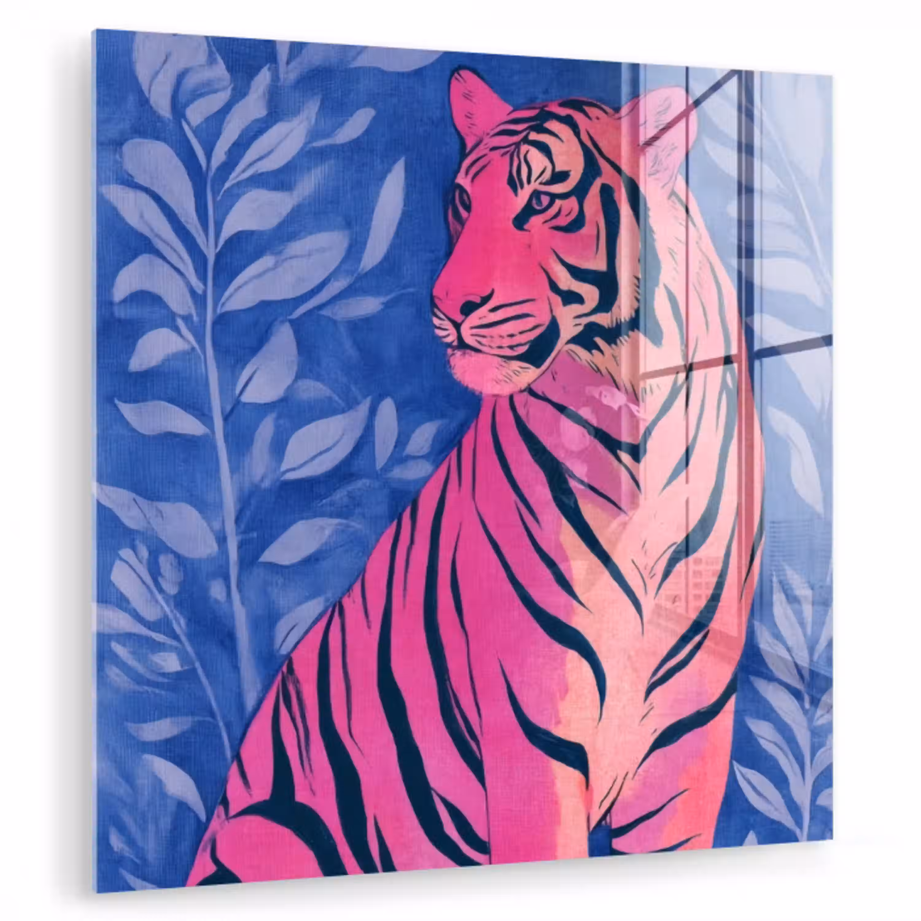 Tijger - Roze - Bladeren - Jungle plexiglas 5mm klein -zzzproduct_nieuw