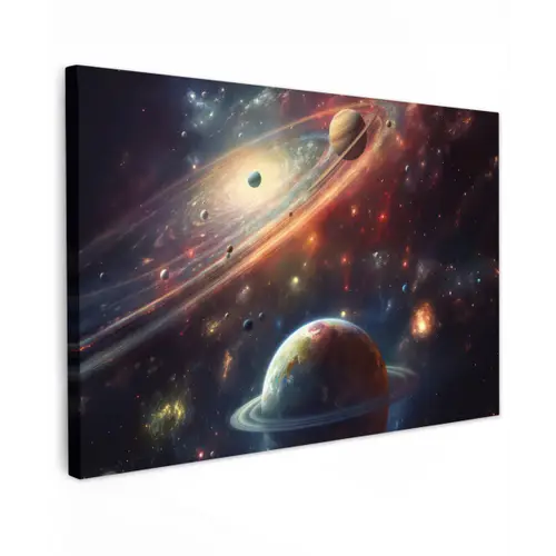 Ruimte - Planeten - Neon - Sterren canvas 2cm klein -z3d