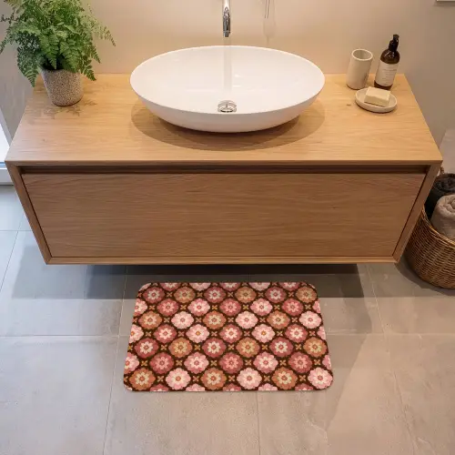 Geometrisch - Bloemen - Kleurrijk Badmat klein 997 -sfeer1