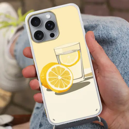 Glas - Citroenschijfjes - Geel Hoesje iPhone 16 Pro Max met koord klein -sfeer3