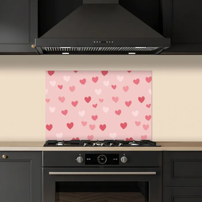 Hartjes - Patroon - Roze keuken achterwand spatscherm klein -sfeer1