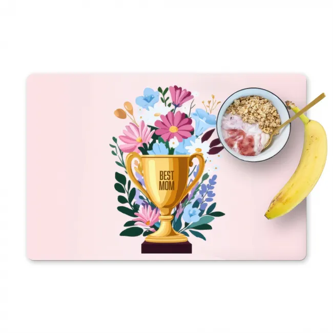 Trofee - Best Mom - Bloemen - Kleurrijk Placemat vinyl groot -zzzproduct_Kitchenyeah-website