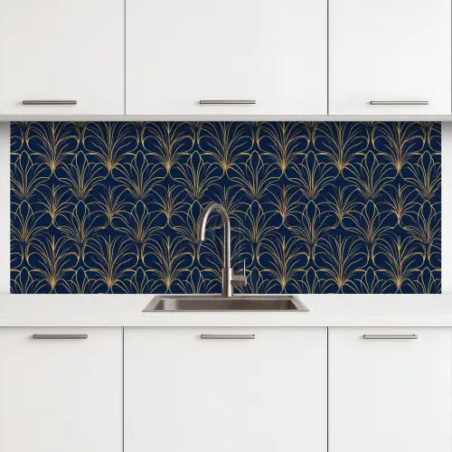 Deco - Waaier - Blauw keuken achterwand 2 middel 871 -3d