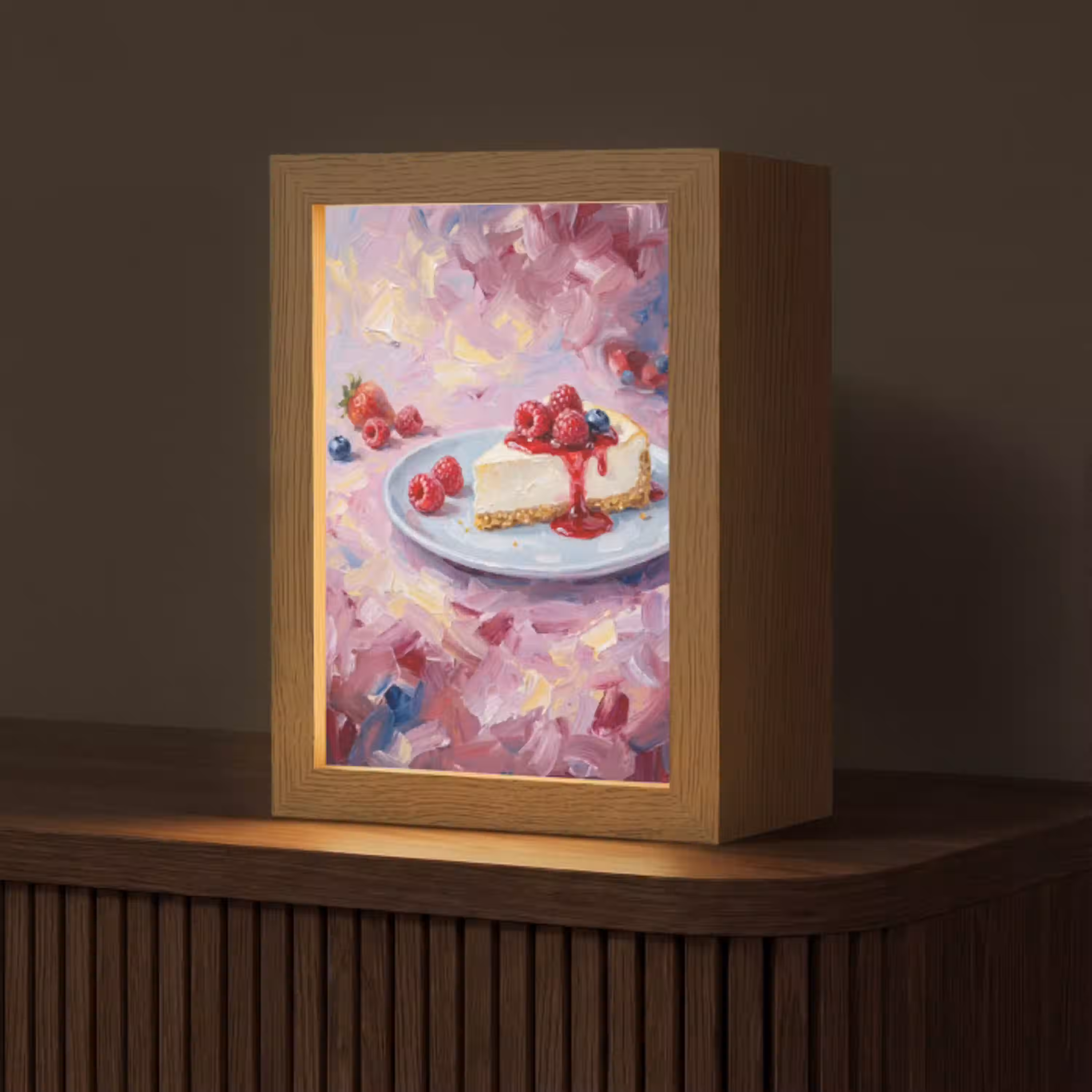 Eten - Cheesecake - Bessen - Abstract - Roze Light Box met kabel (Tafellamp) klein -z3d_website