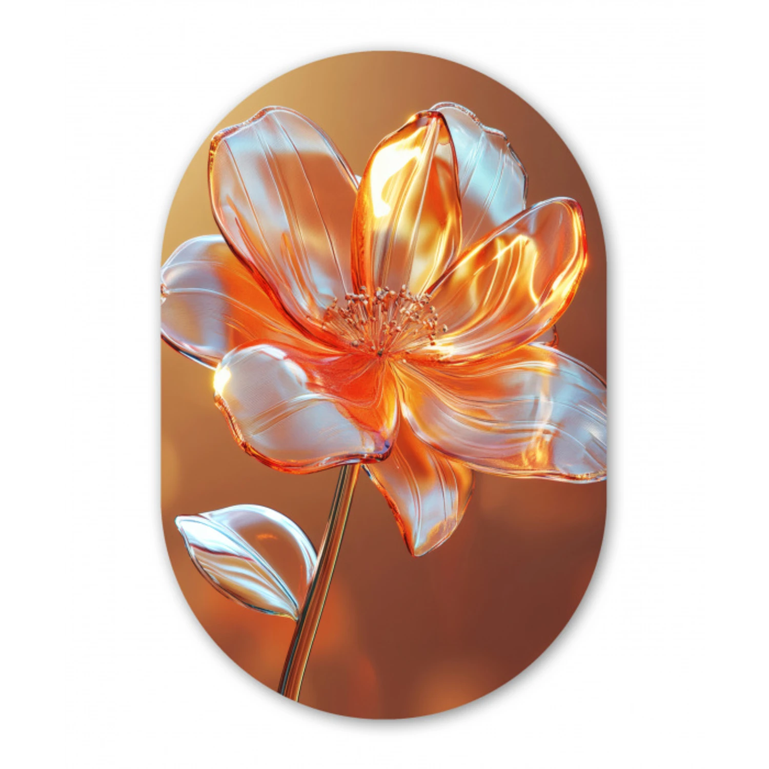 Glazen - Bloem - Zonlicht Wandcirkel Ovaal Glas middel -3d