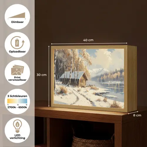 Winter - Sneeuw - Huis - Natuur Light Box met batterij (Wandlamp) middel -USP_websiteoverzichtNL