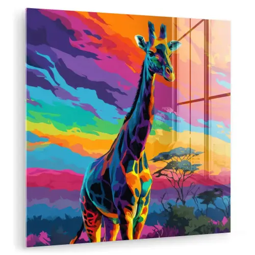 Giraffe - Savanna - Lucht - Gekleurd plexiglas 5mm klein -zzzproduct_nieuw