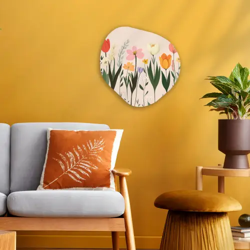 Pasteltinten - Bloemen - Illustratie Wandcirkel Organisch Forex 3mm klein -sfeer4
