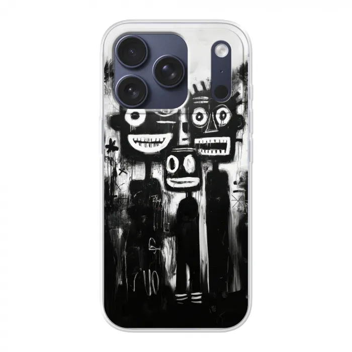 Schilderij - Figuren - Zwart - Abstract Telefoonhoesje iPhone 17 Pro klein -3d