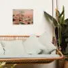 Roze landschap - Palmen - Water tuinposter los doek klein -sfeer7