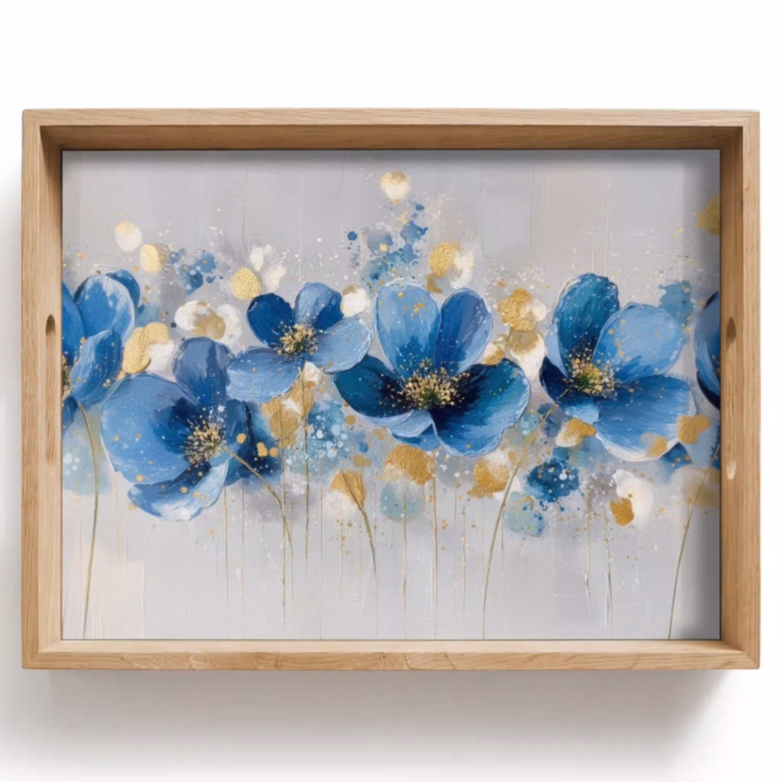 Bloemen - Blauw - Abstract Dienblad Rechthoek middel -z3d_shopping