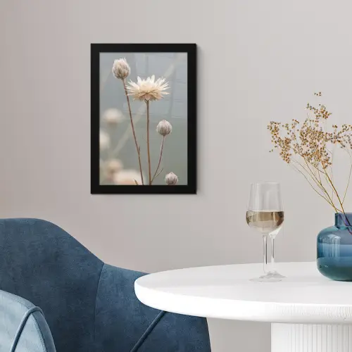 Strobloemen - Wit - Daglicht fotolijst zwart zonder passe partout klein -sfeer4