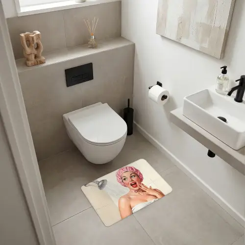 Vrouw - Douche - Roze WCmat klein -sfeer1