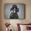 Hond - Krullen - Zonnebril - Wijn Textielframe zwart klein -sfeer1