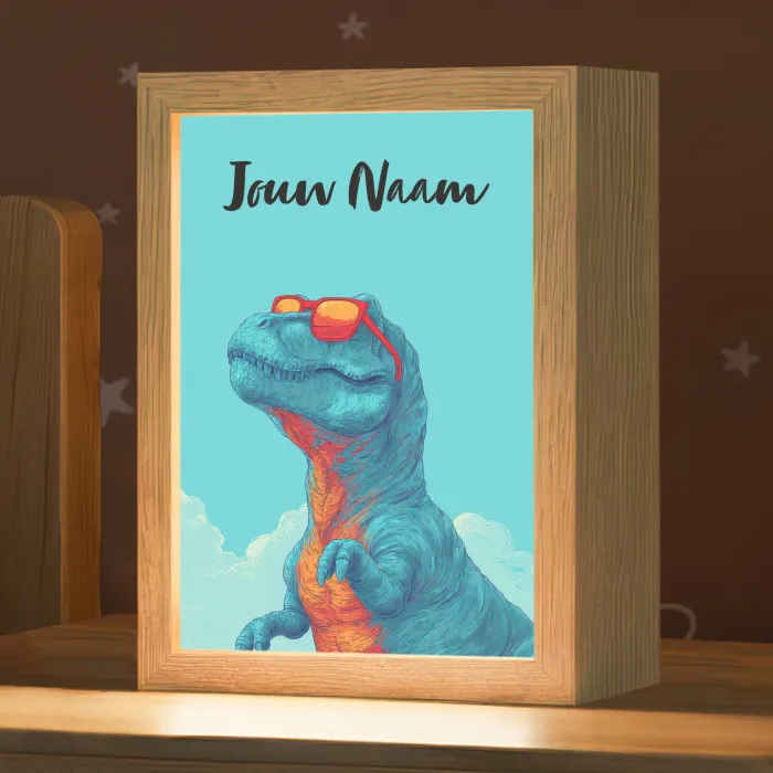 Dino - Blauw - Zonnebril - Wolken Light Box met kabel (Kinderlampje) klein -zzz_3d_website