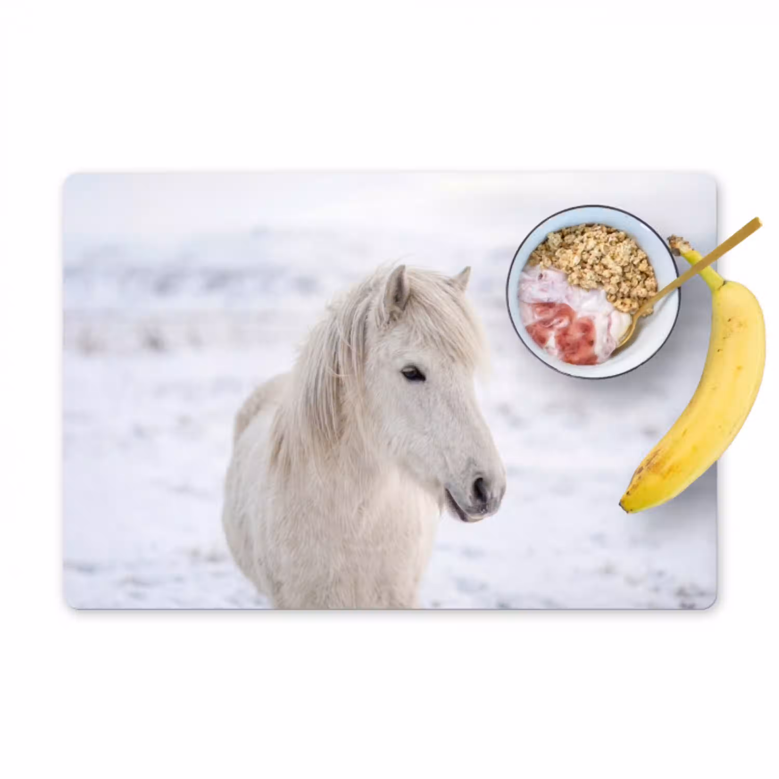 Paard - Kop - Winter - Dieren - Wit Placemat vinyl groot -zzzproduct_Kitchenyeah-website