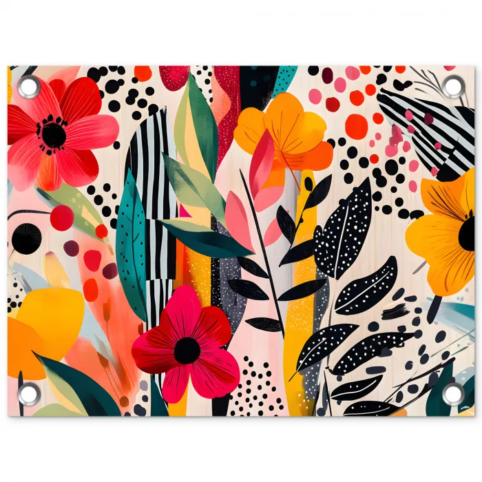 Bloemen - Bladeren - Abstract - Kleurrijk tuinposter los doek klein -3d