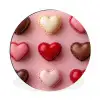 Macarons - Hartjes - Kleurrijk - Roze Wandcirkel aluminium klein -3d
