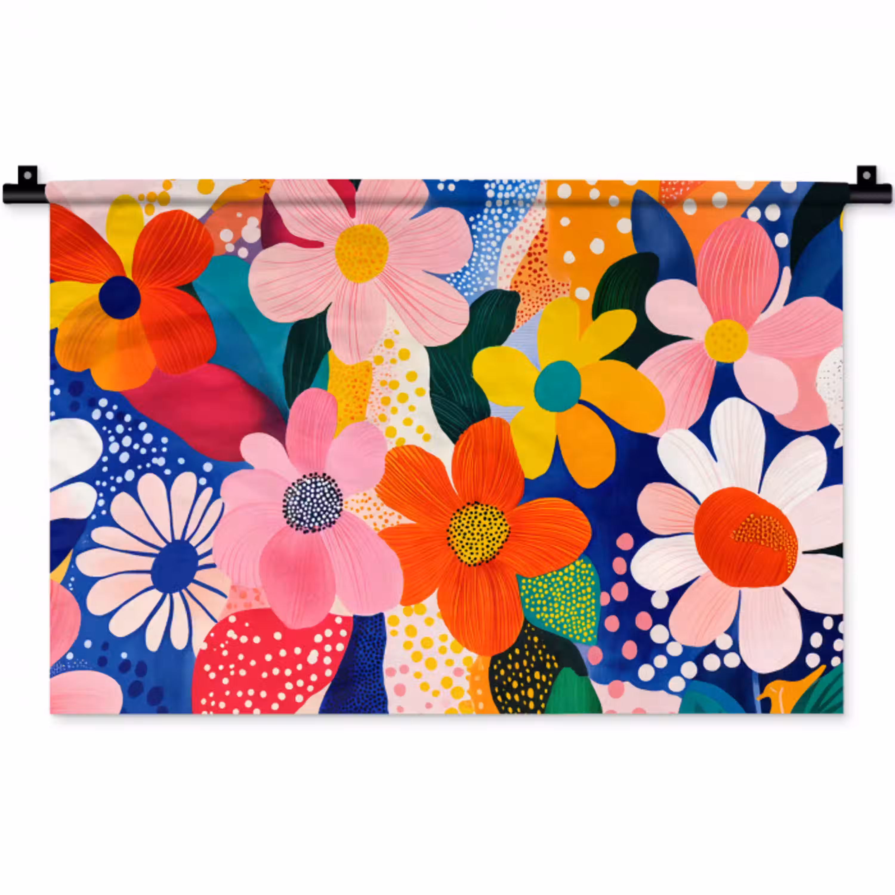 Bloemen - Kleurrijk - Stippen Wandkleed katoen klein -zz3d