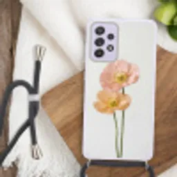 Papavers - Botanisch - Roze Hoesje Samsung Galaxy A52 5G met koord klein -sfeer4
