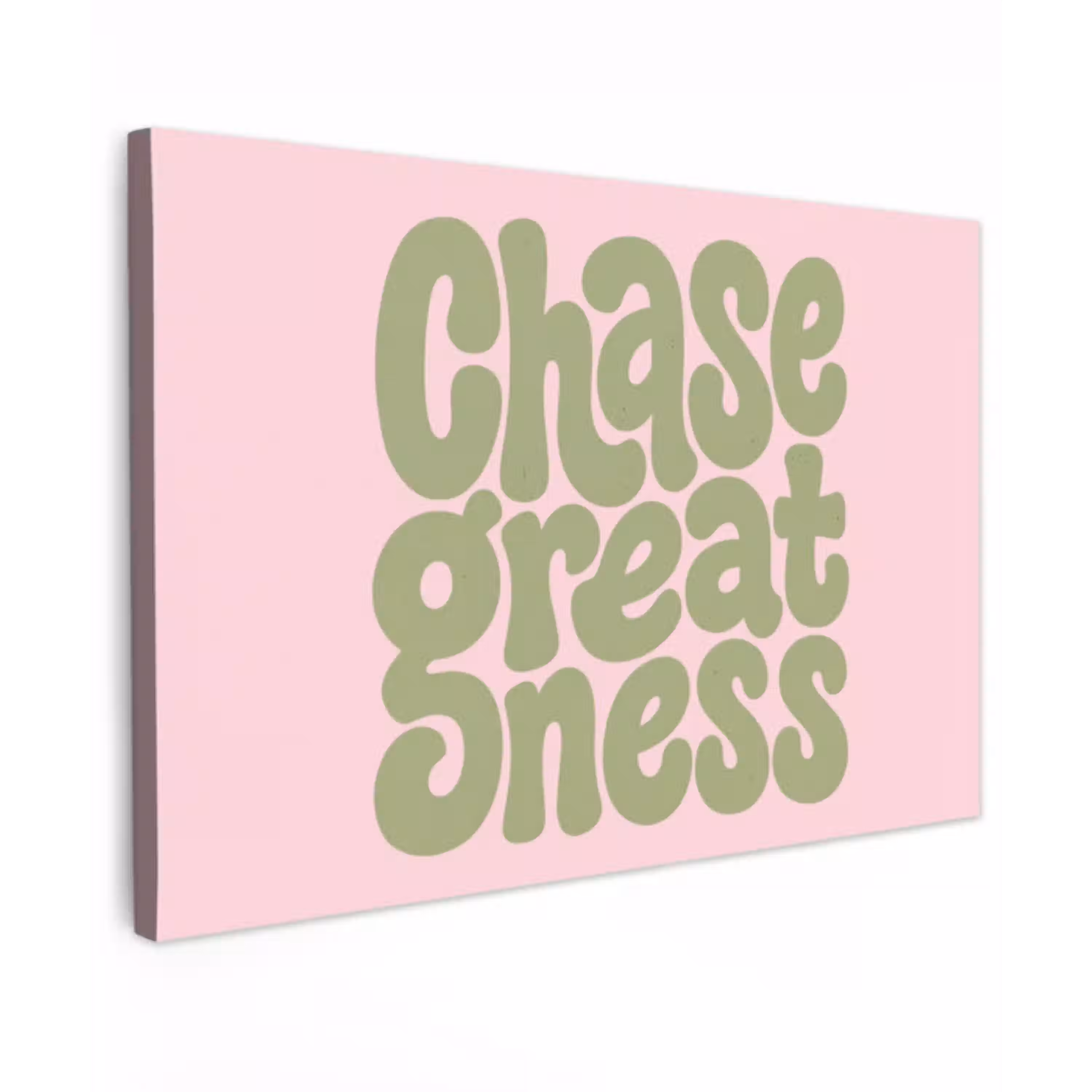 Chase greatness - Groen - Roze - Retro Tuinposter op houten frame 2 cm dik klein -3d