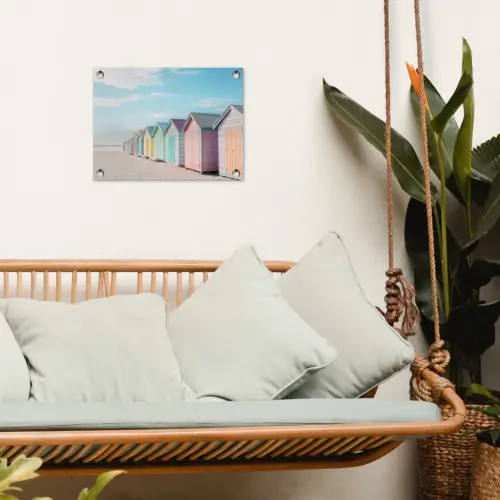 Strandhuisjes - Kleurrijk - Zee tuinposter los doek klein -sfeer7