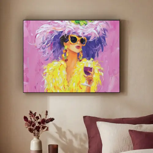 Zonnebril - Vrouw - Jas - Veren Textielframe zwart klein -sfeer1