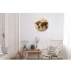 Wereldkaart - Zandkleur - Koffiebonen Wandcirkel aluminium klein -woonkamer