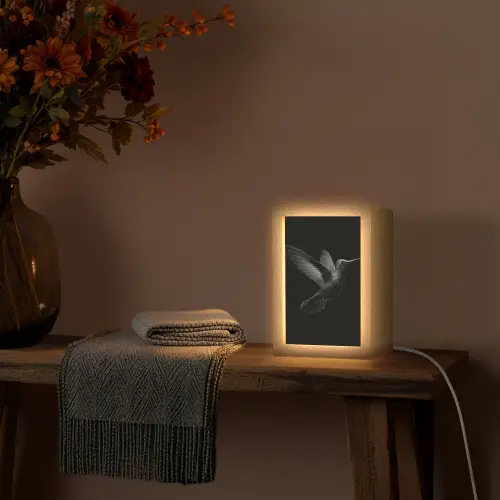 Kolibrie - Zwart - Dieren Light Box met kabel (Tafellamp) klein -sfeer4