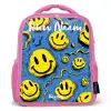 Smiley - Blauw - Geel Kinderrugzak - Roze middel -3d