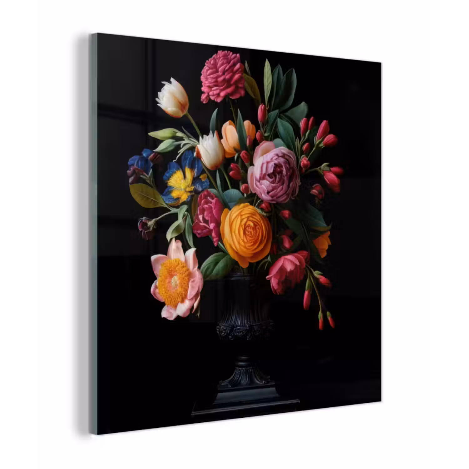 Glas schilderij - Boeket - Romantisch - Kleurrijk