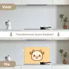Koe - Oranje - Cartoon keuken achterwand spatscherm klein -voor_na_NL