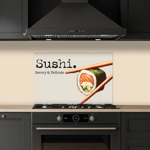 Sushi - Zalm - Rijst - Japans keuken achterwand spatscherm klein -sfeer1
