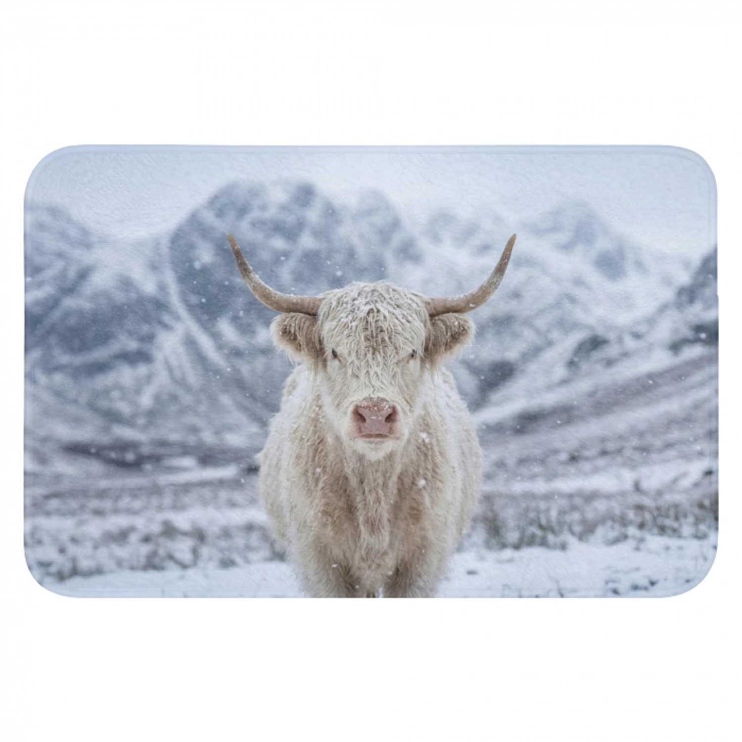 Schotse Hooglander - Sneeuw - Bergen - Winter Badmat klein -3d