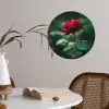 Roos - Bladeren - Dieprood Wandcirkel behangsticker klein -sfeer3