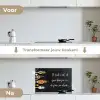 Ik gooi dingen in de pan en duim - Keuken - Quotes - Spreuken - Humor keuken achterwand spatscherm klein -voor_na_NL