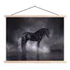 Paard - Magisch - Zwart textielposter latten blank klein -3d