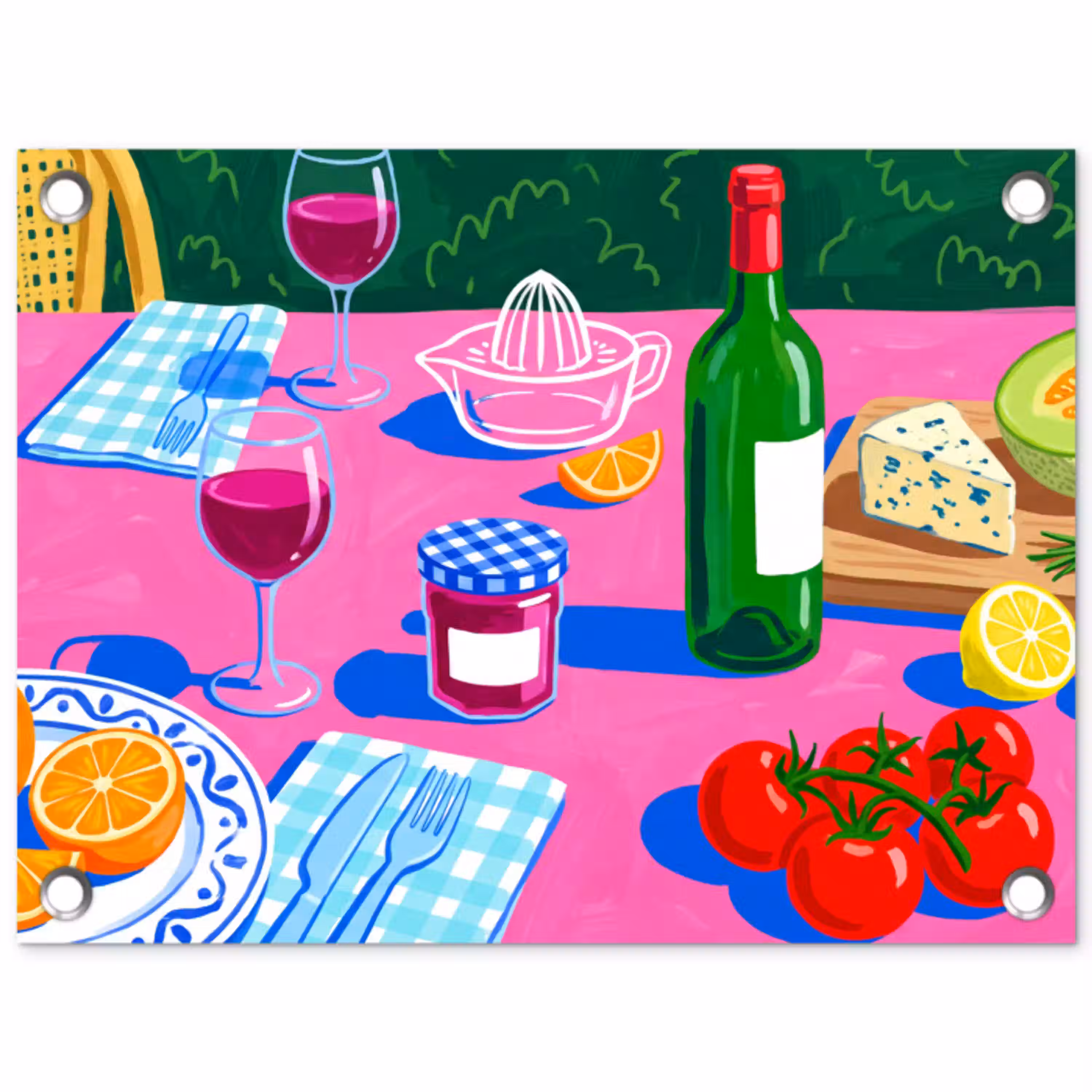 Eten - Tafel - Illustratie tuinposter los doek klein -3d